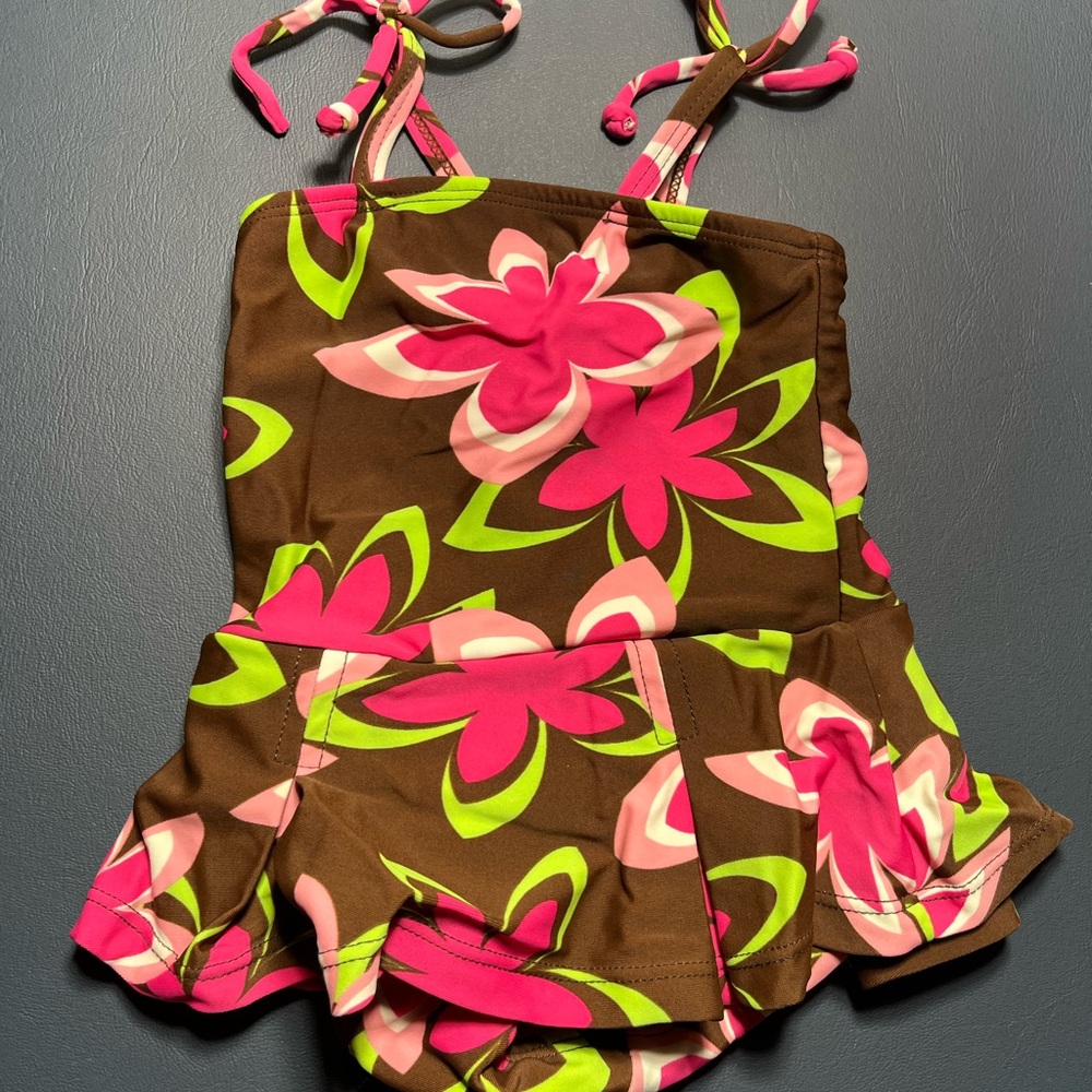 Corral Brown and Pink Floral Swimsuit